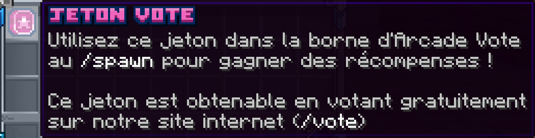 Screen d'un jeton d'arcade vote